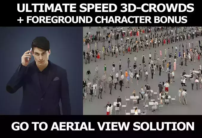 3d crowds and Prime A Foreground Smart Casual Man Cell Phone 3D Model Collection