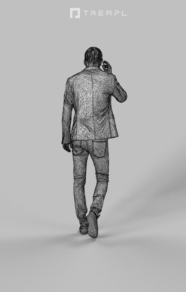 3d crowds and Prime A Foreground Smart Casual Man Cell Phone 3D Model Collection_19