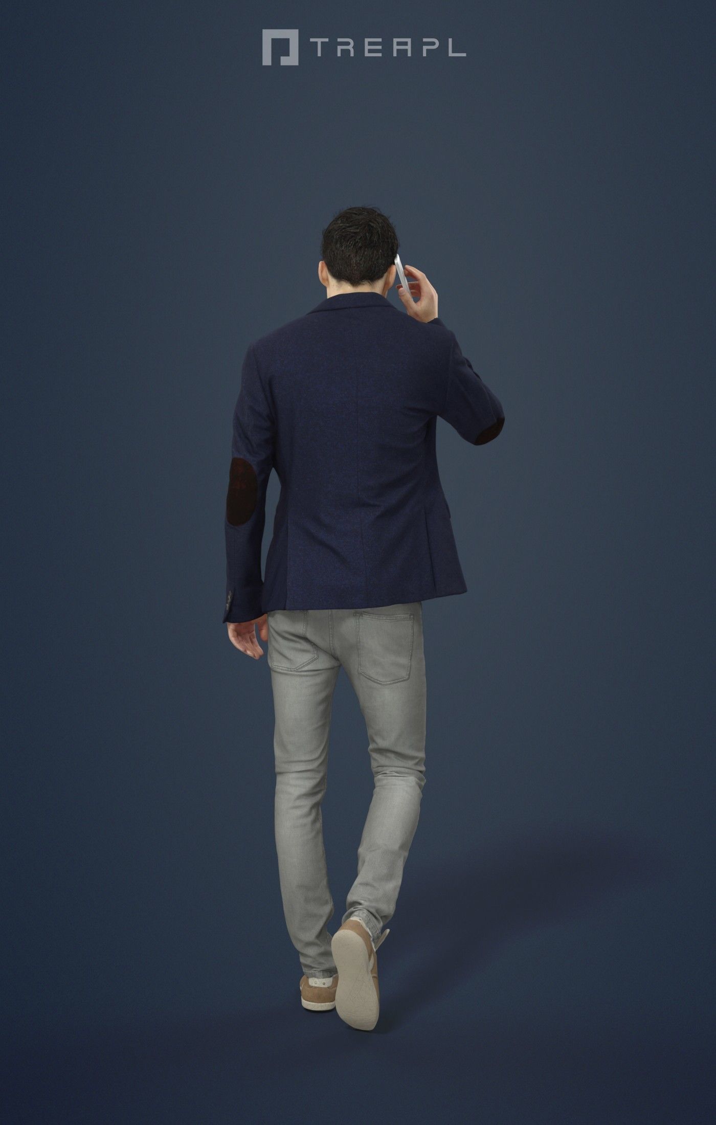 3d crowds and Prime A Foreground Smart Casual Man Cell Phone 3D Model Collection_20