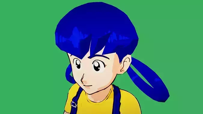Anime stylized hair Ponytails N1 Low-poly 3D model