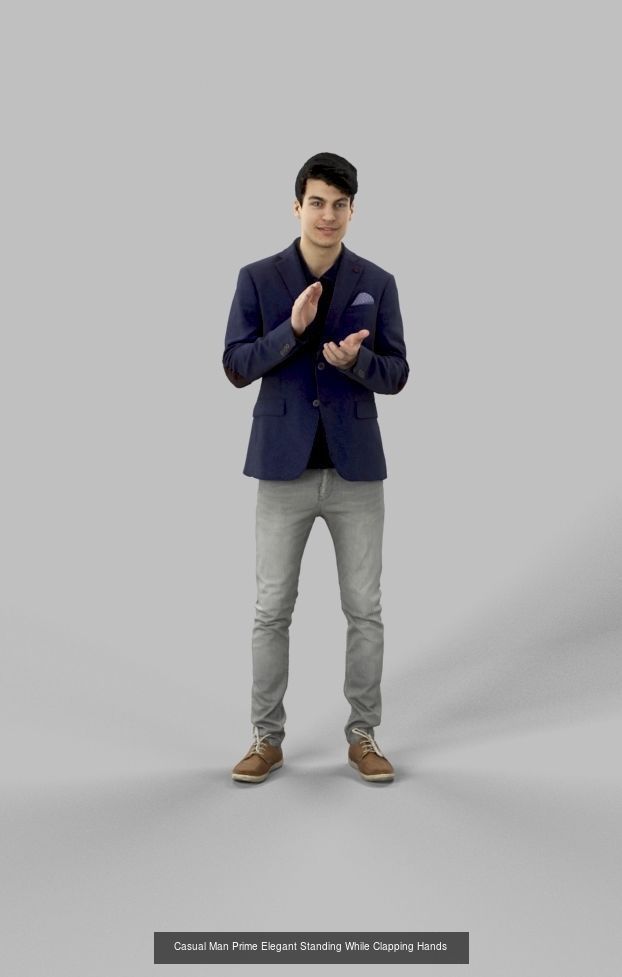 3d crowds and Prime A clapping Midground Smart Casual Man  3D Model Collection_1