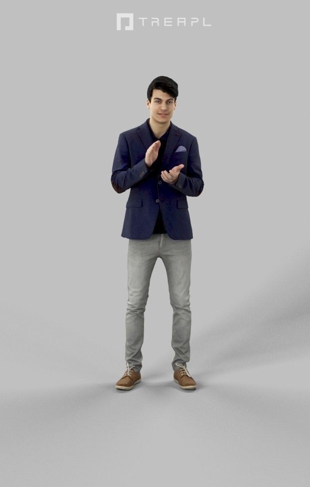 3d crowds and Prime A clapping Midground Smart Casual Man  3D Model Collection_12