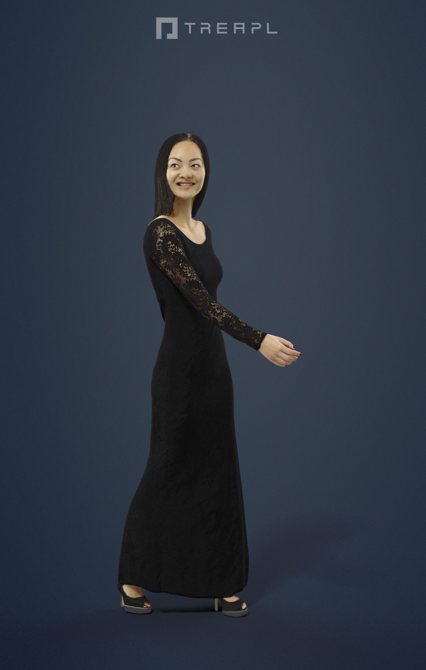 3d crowds and Passion event foreground Elegant Asian woman 3D Model Collection_21