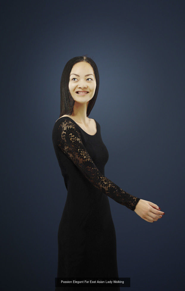 3d crowds and Passion event foreground Elegant Asian woman 3D Model Collection_1