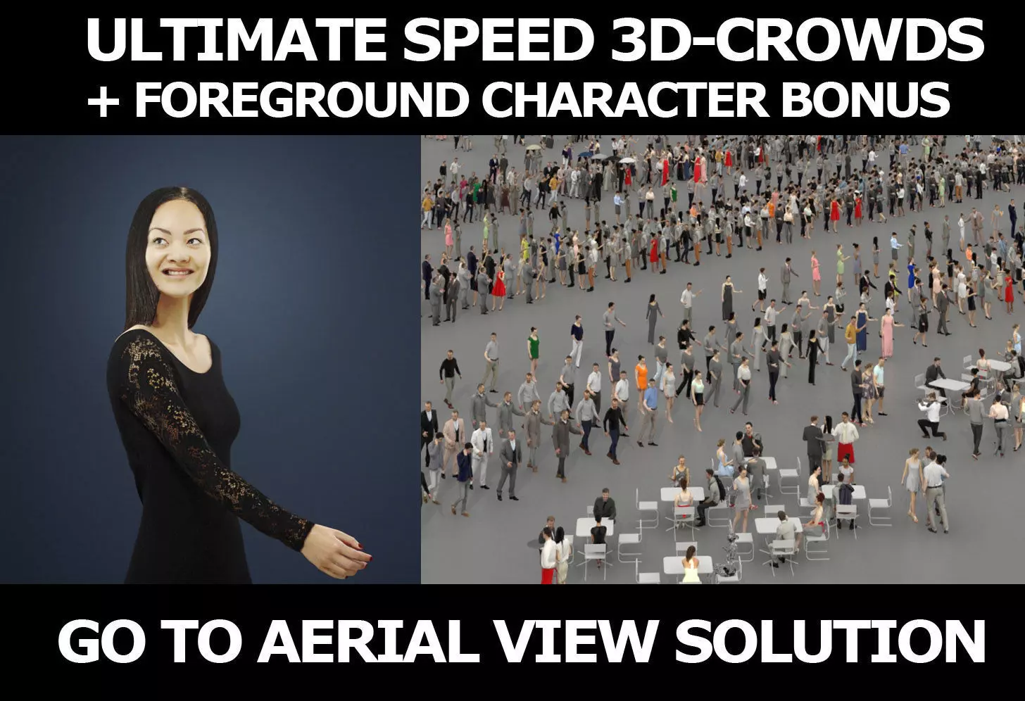 3d crowds and Passion event foreground Elegant Asian woman 3D Model Collection_0