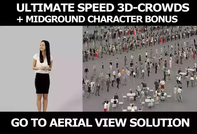 3d crowds and Passion An Attractive Asian Business Woman 3D Model Collection