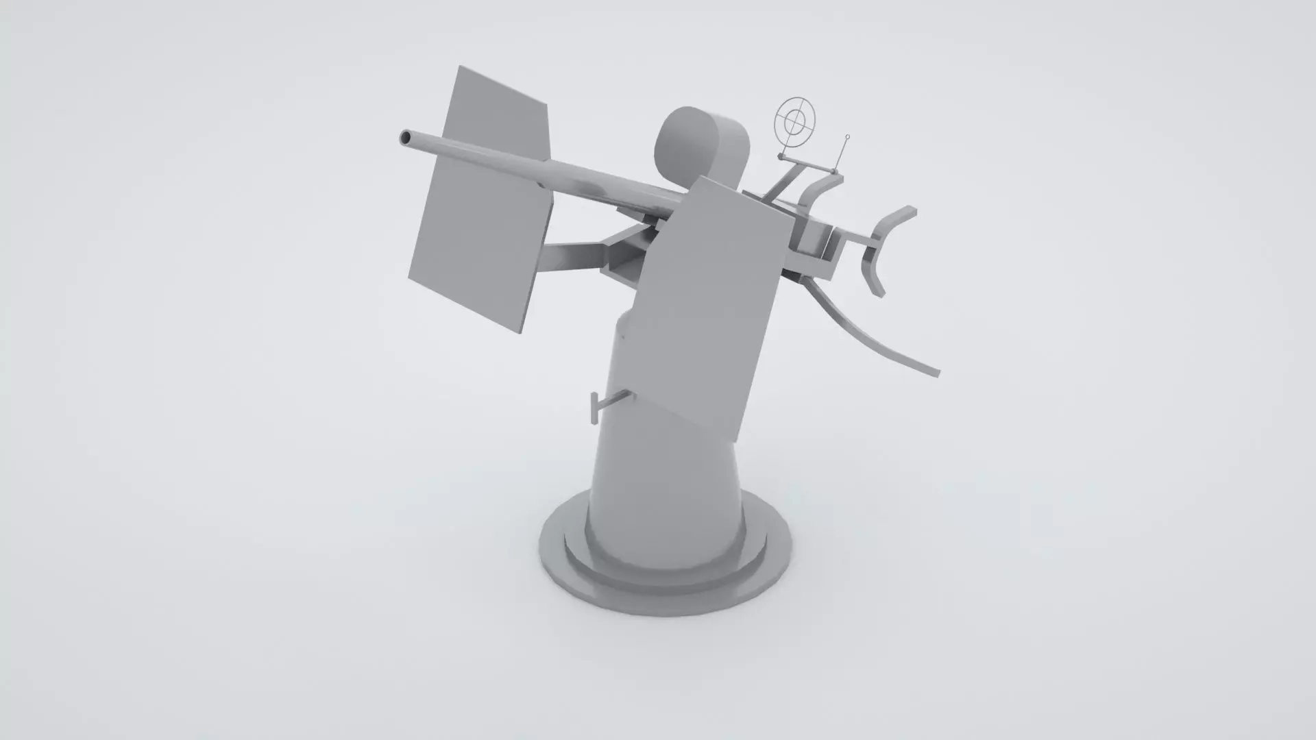 20mm Oerlikon Single Anti Air Machine Gun Mk4 Mount 3D model_0