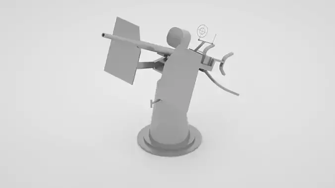20mm Oerlikon Single Anti Air Machine Gun Mk4 Mount 3D model