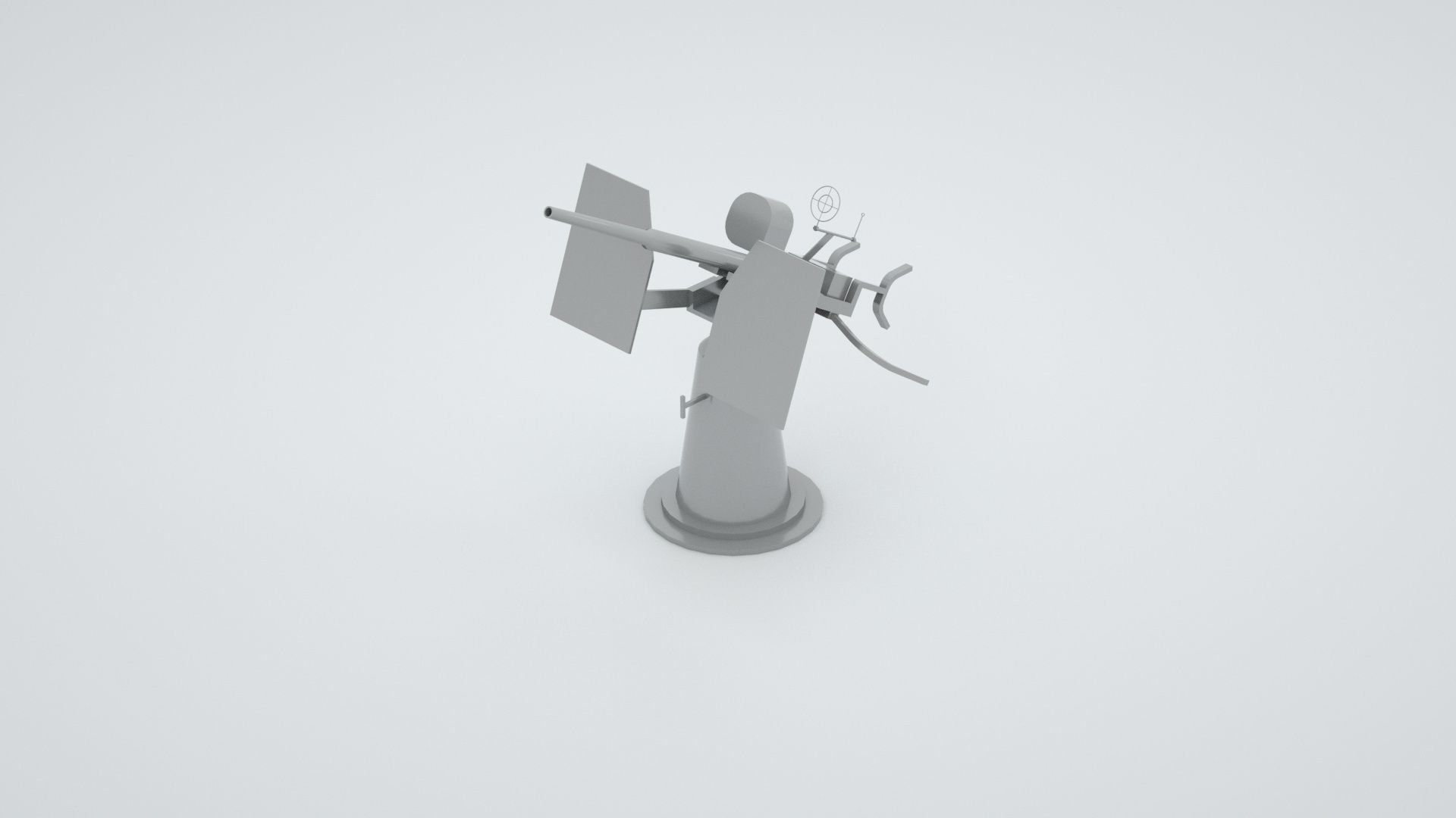 20mm Oerlikon Single Anti Air Machine Gun Mk4 Mount 3D model_1