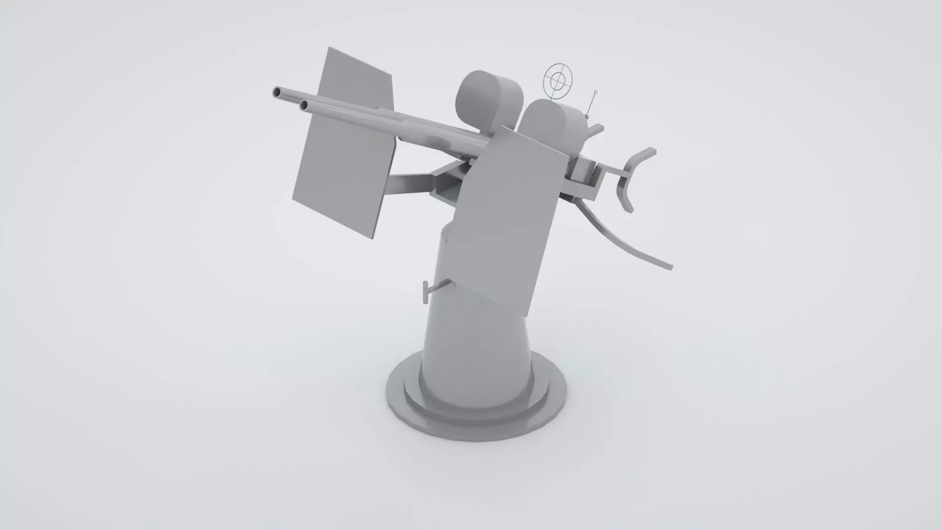 20mm Oerlikon Twin Anti Air Machine Gun Mk24 Mount 3D model_0