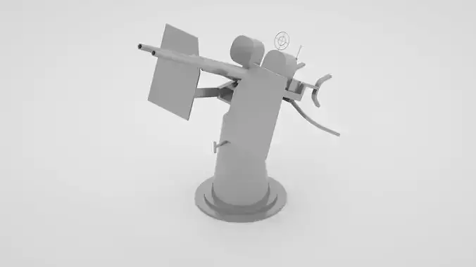 20mm Oerlikon Twin Anti Air Machine Gun Mk24 Mount 3D model