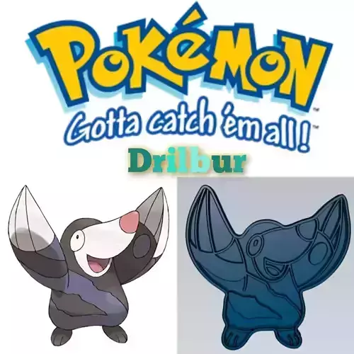 Amazing Pokemon Drilbur Cookie Cutter Stamp Cake Decorating 