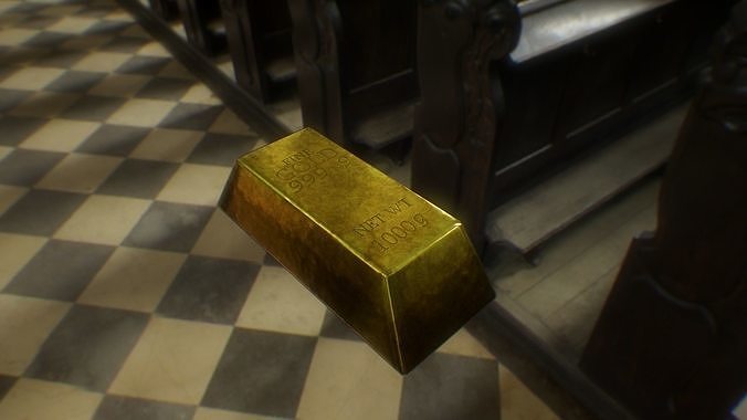 Gold Bar Low-poly 3D model