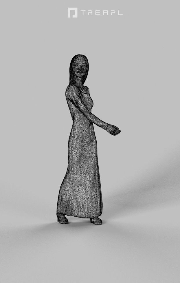 3d crowds and Passion Elegant Event Asian Woman Walking 3D Model Collection_18