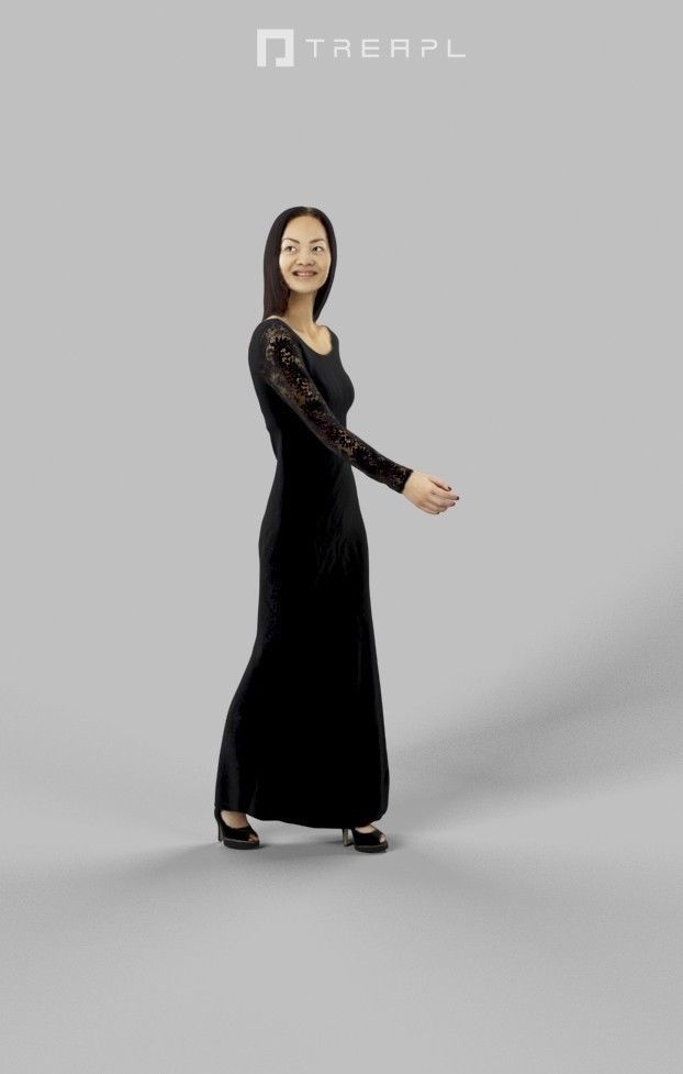 3d crowds and Passion Elegant Event Asian Woman Walking 3D Model Collection_13