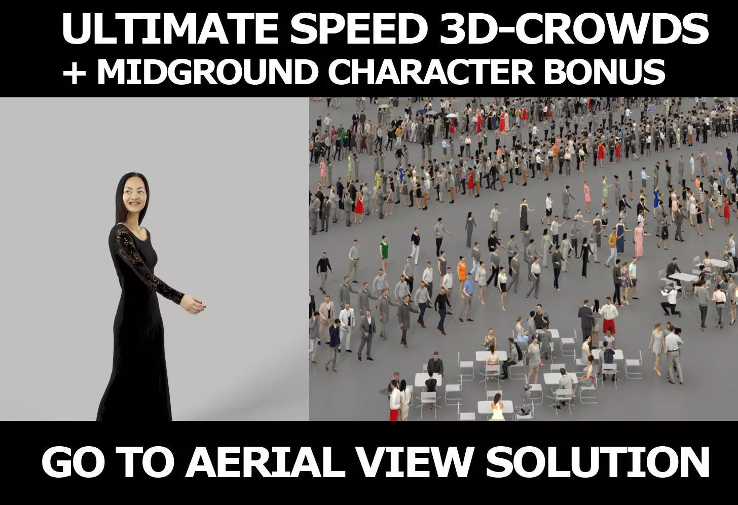 3d crowds and Passion Elegant Event Asian Woman Walking 3D Model Collection_0