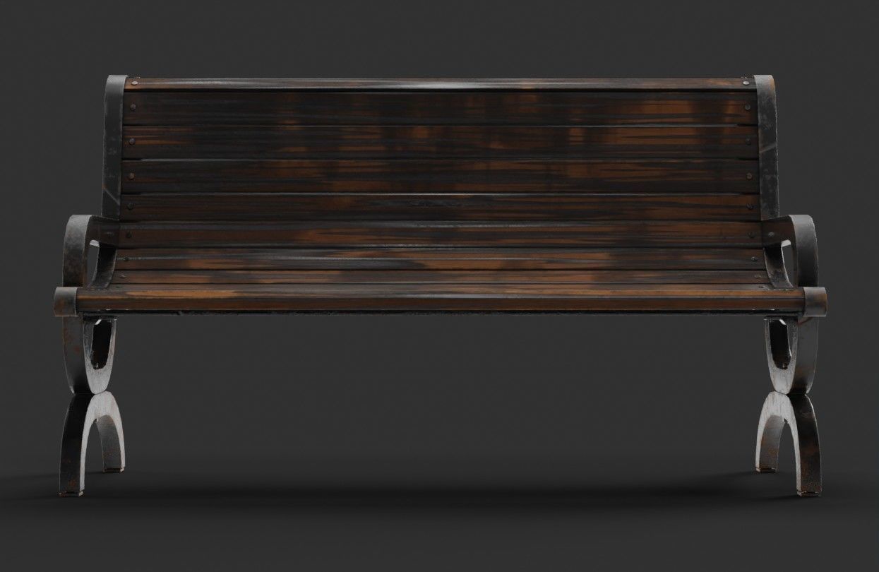 Park Bench Low-poly 3D model_3