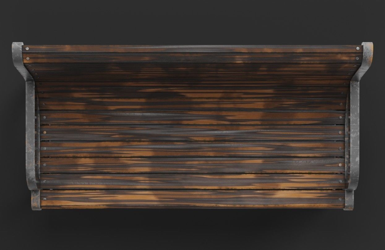 Park Bench Low-poly 3D model_2