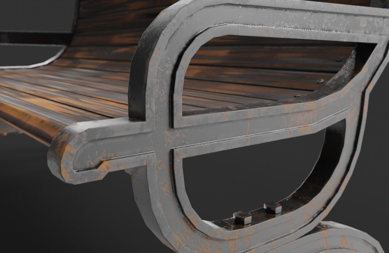 Park Bench Low-poly 3D model_1