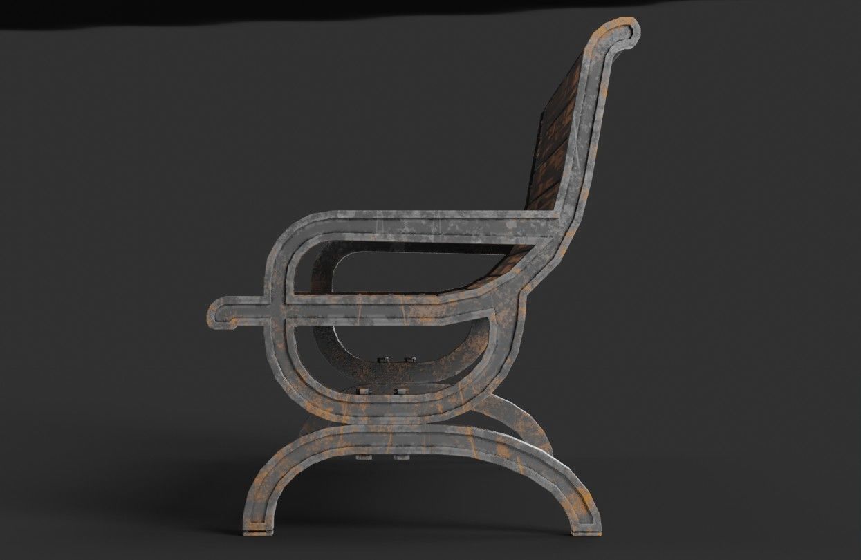 Park Bench Low-poly 3D model_4