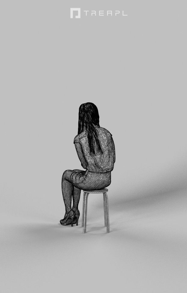 3d crowds and Passion foreground Elegant Asian woman Sitting 3D Model Collection_19