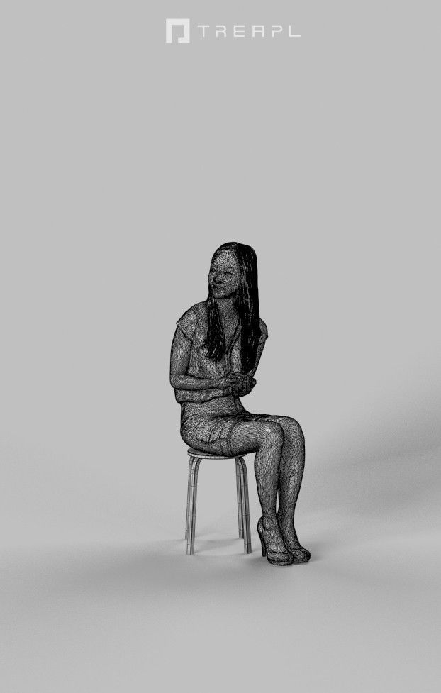 3d crowds and Passion foreground Elegant Asian woman Sitting 3D Model Collection_18