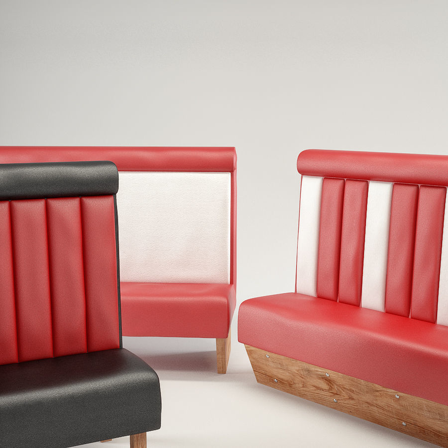 Retro Diner Booth 3D model_2