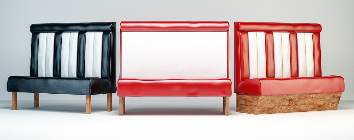 Retro Diner Booth 3D model_6