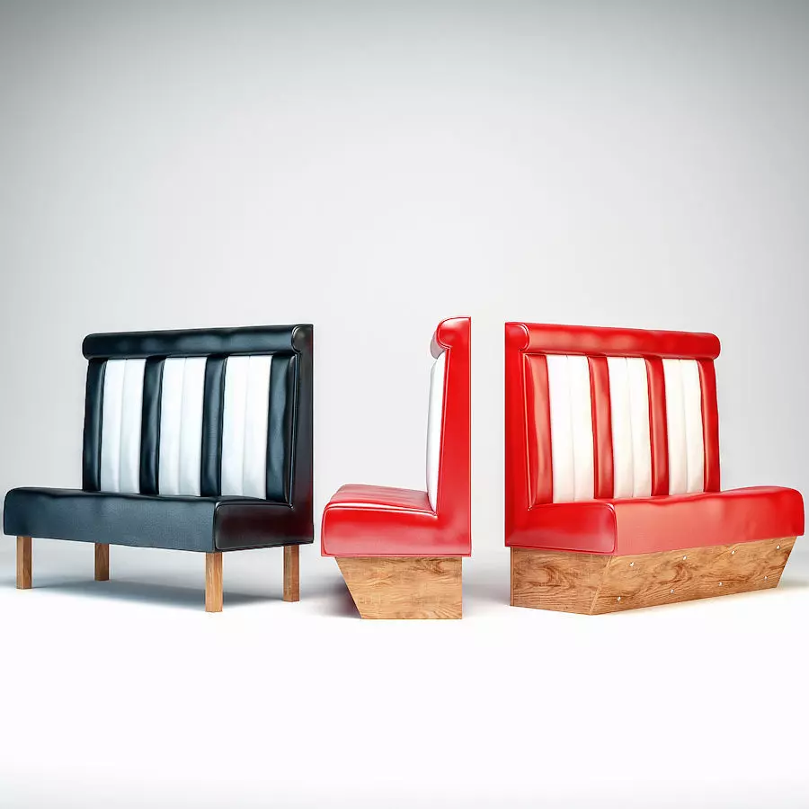 Retro Diner Booth 3D model_0