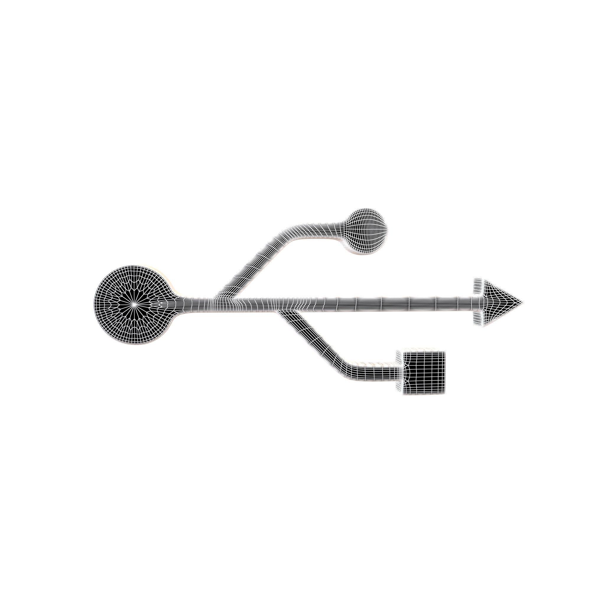 USB Symbol v2 005 Low-poly 3D model_4