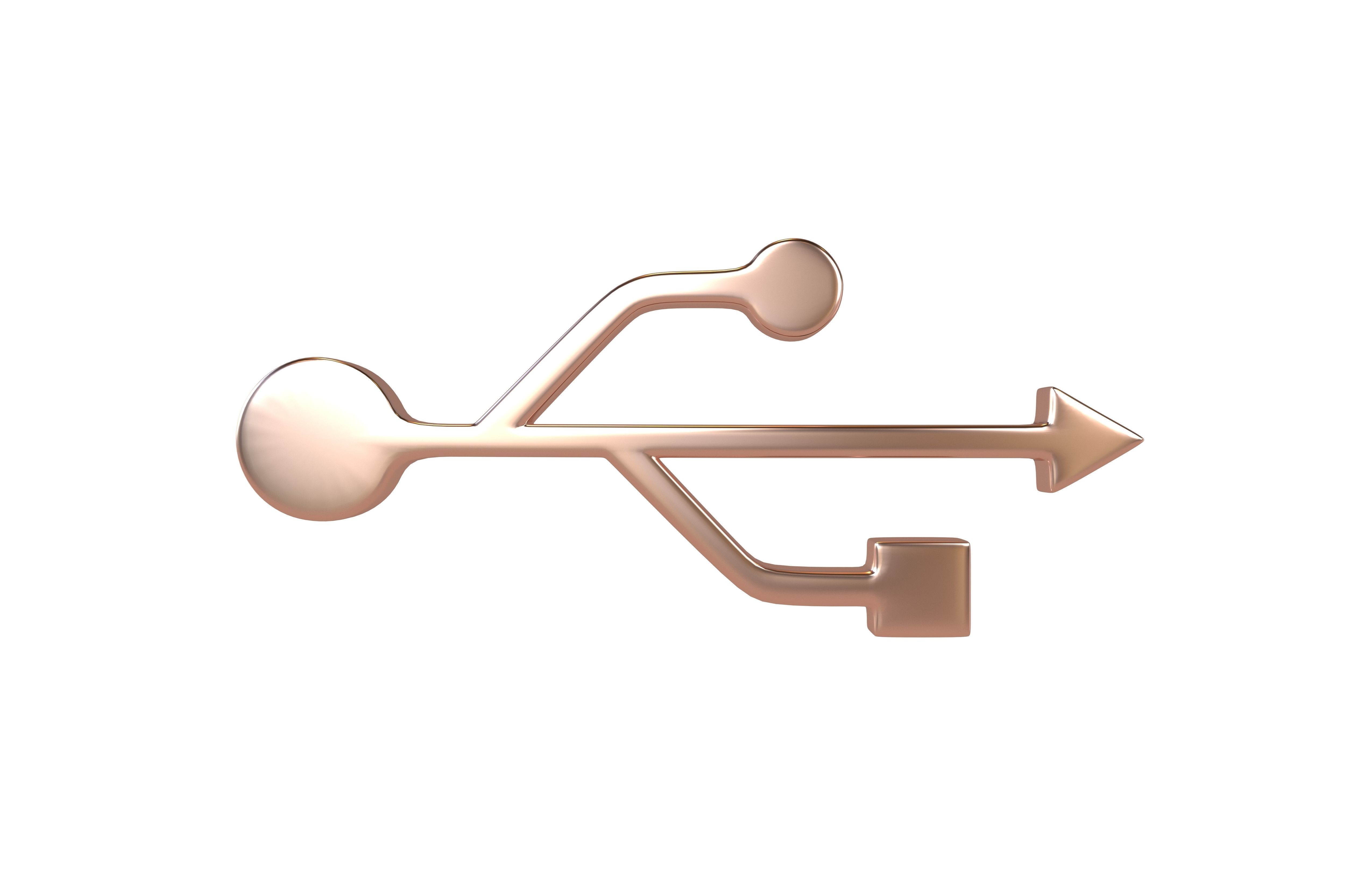 USB Symbol v2 005 Low-poly 3D model_1