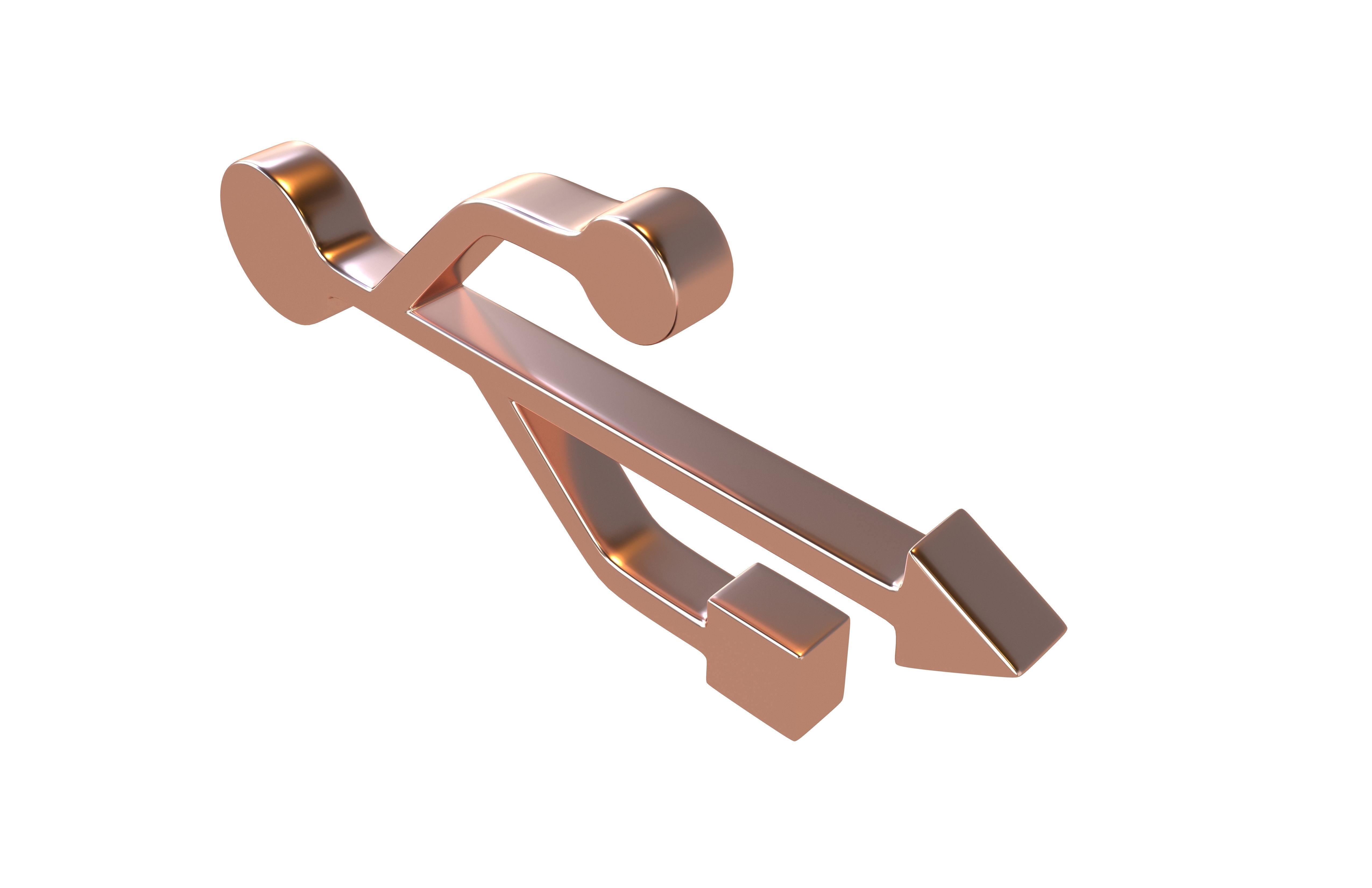 USB Symbol v2 005 Low-poly 3D model_2