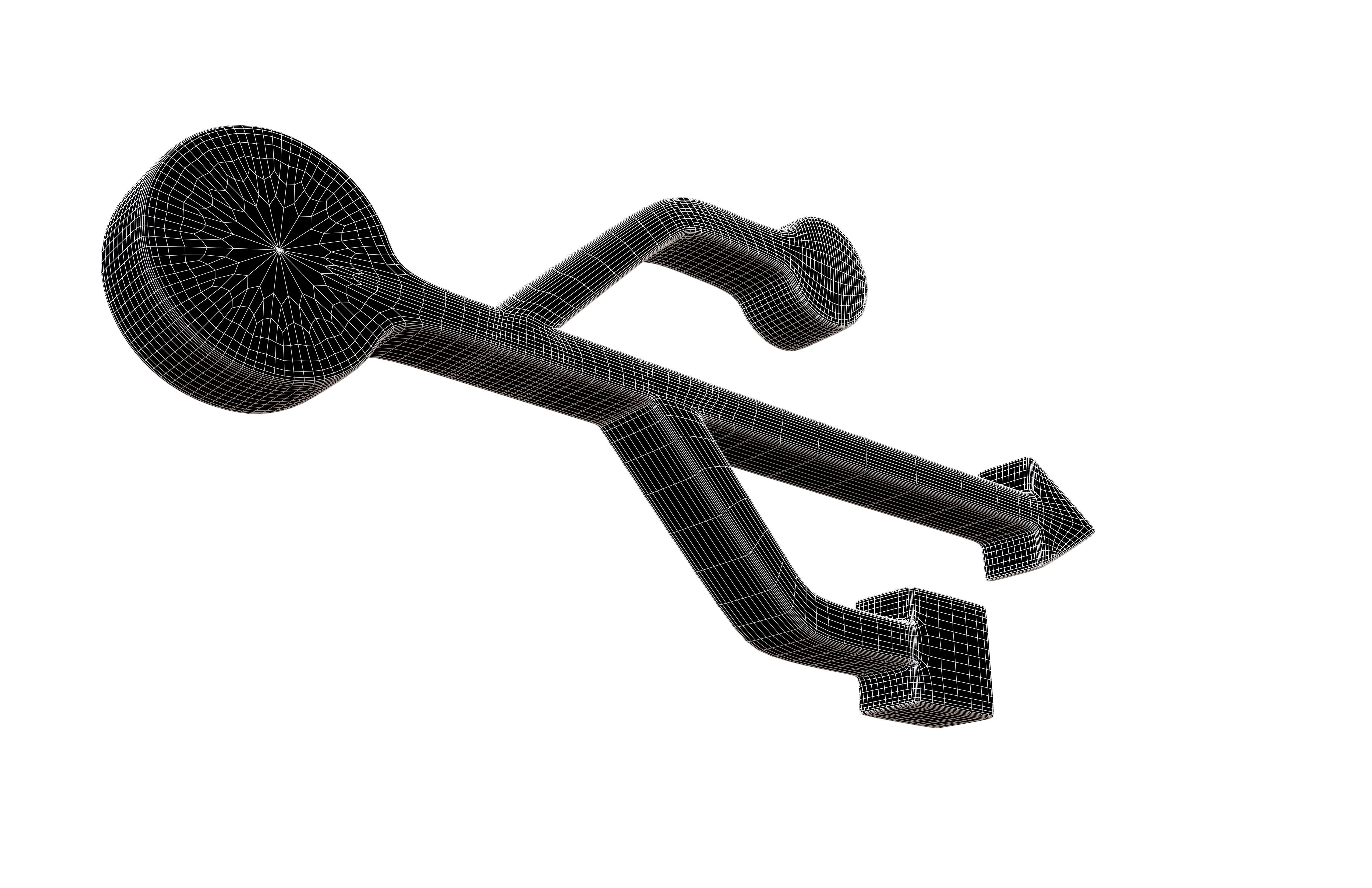 USB Symbol v2 005 Low-poly 3D model_7