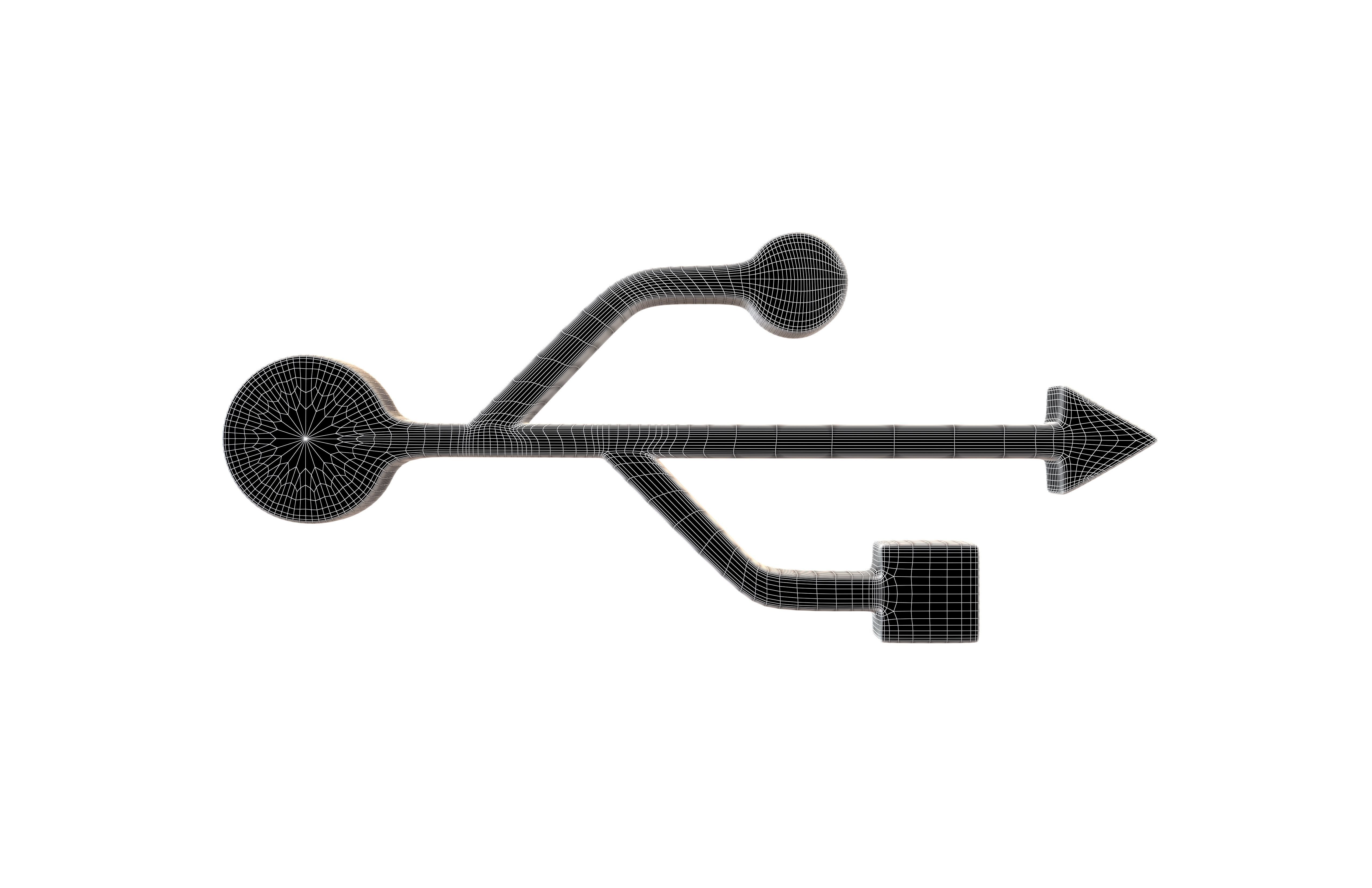 USB Symbol v2 005 Low-poly 3D model_5
