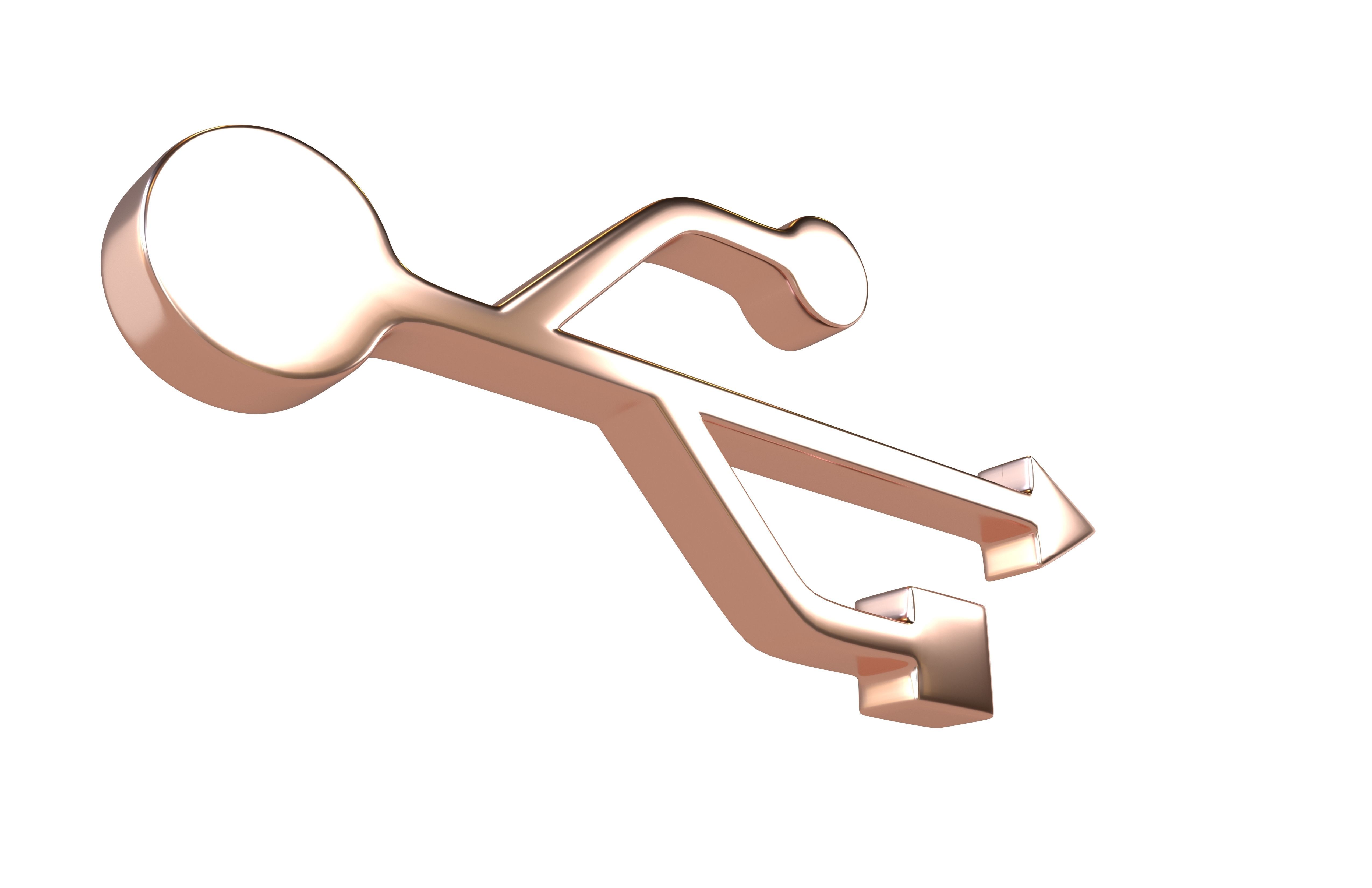 USB Symbol v2 005 Low-poly 3D model_3