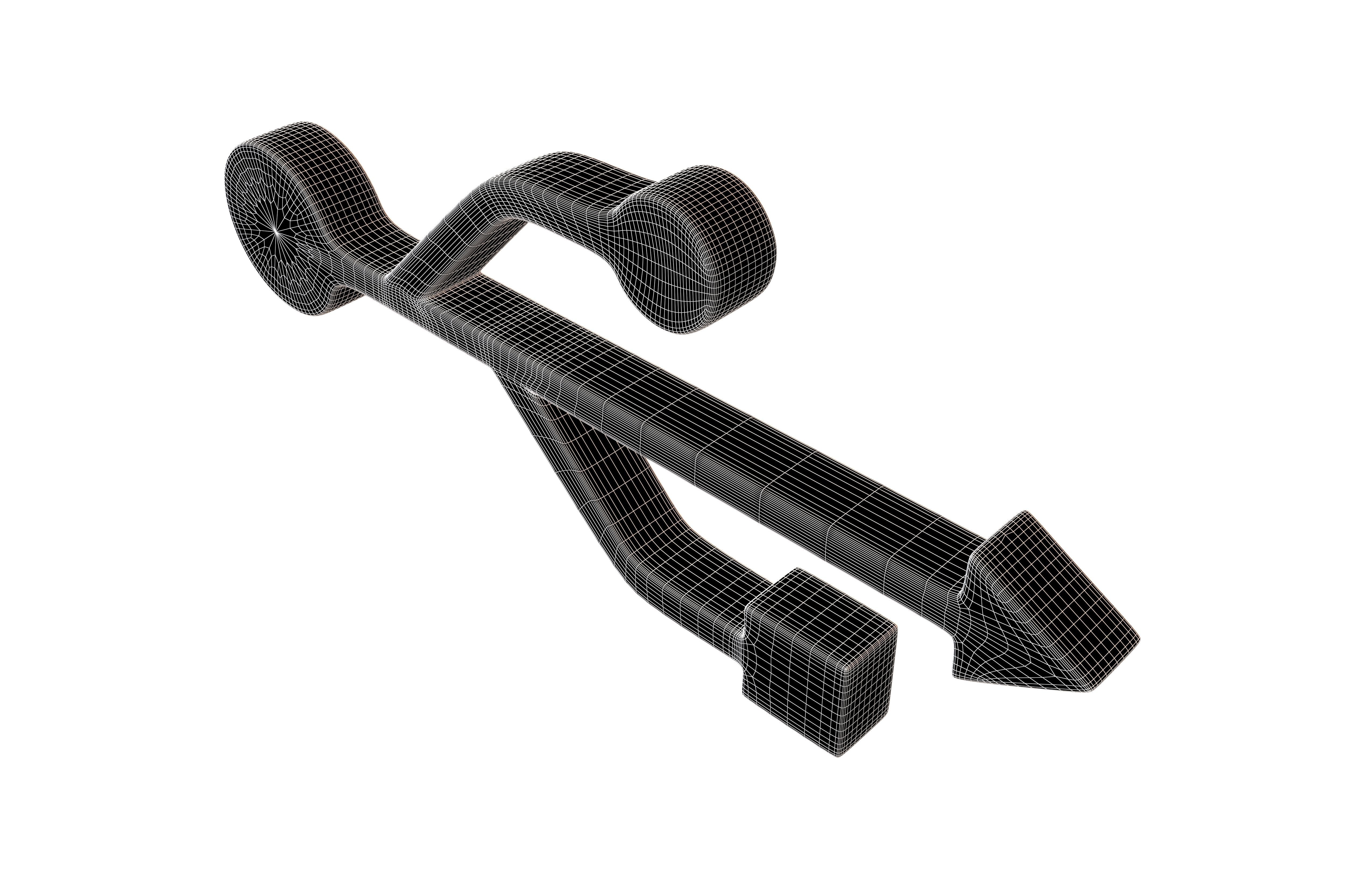 USB Symbol v2 005 Low-poly 3D model_6