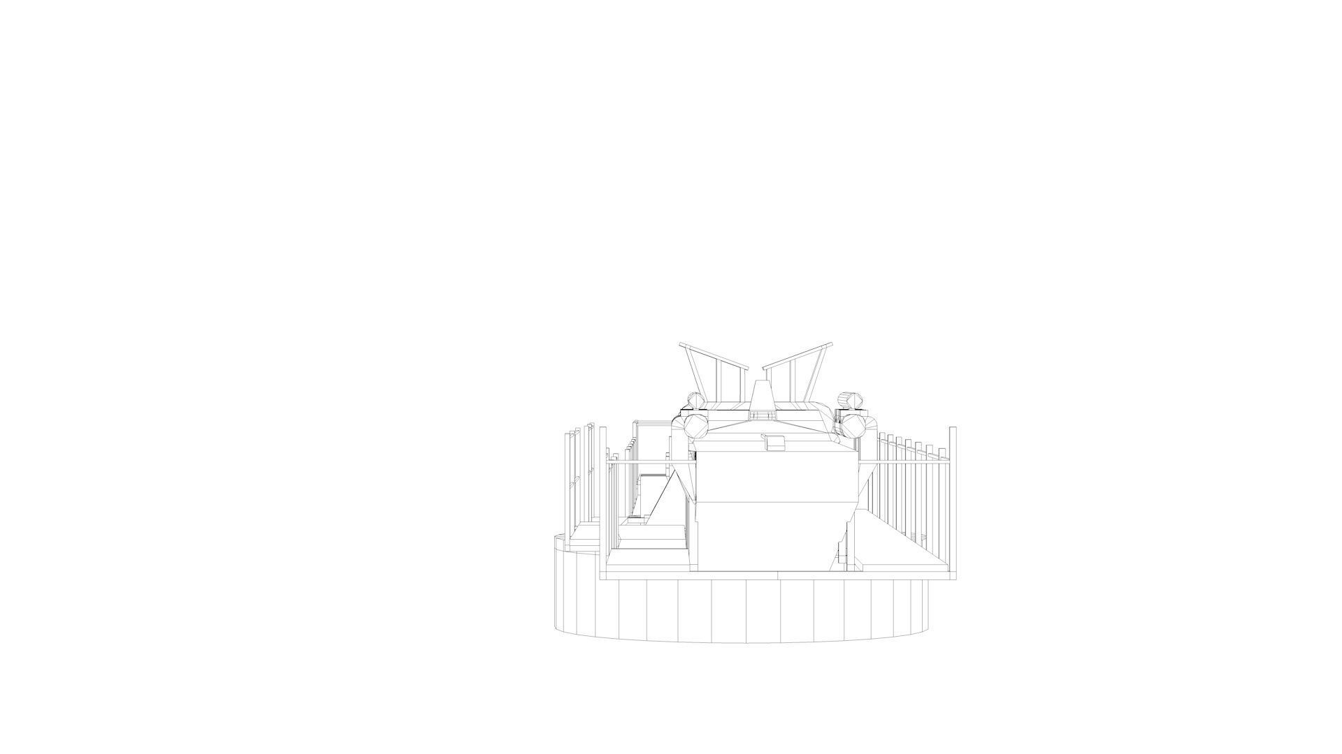 Plane Launch Pad - World War 2 Battleship 3D model_8