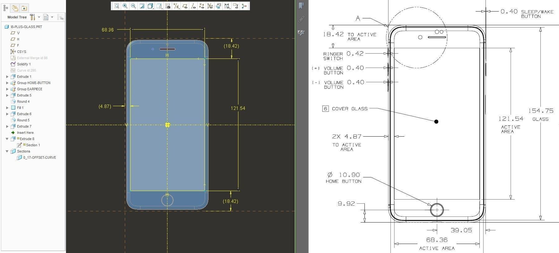 iPhone 8 Plus - original dimensions 3D model_4