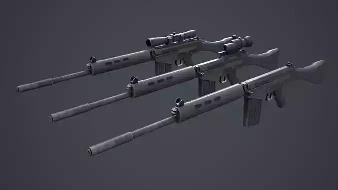 FN FAL Pack Low-poly 3D model