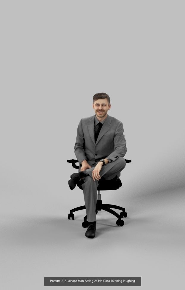 3d crowds and Posture A midground Business Man Sitting office 3D Model Collection_1