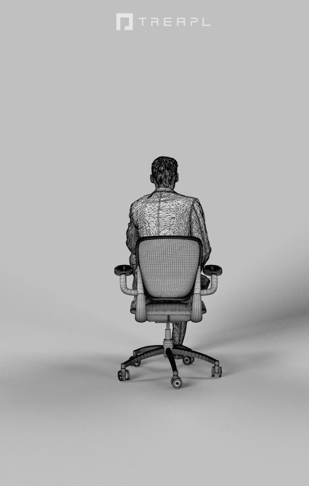 3d crowds and Posture A midground Business Man Sitting office 3D Model Collection_19