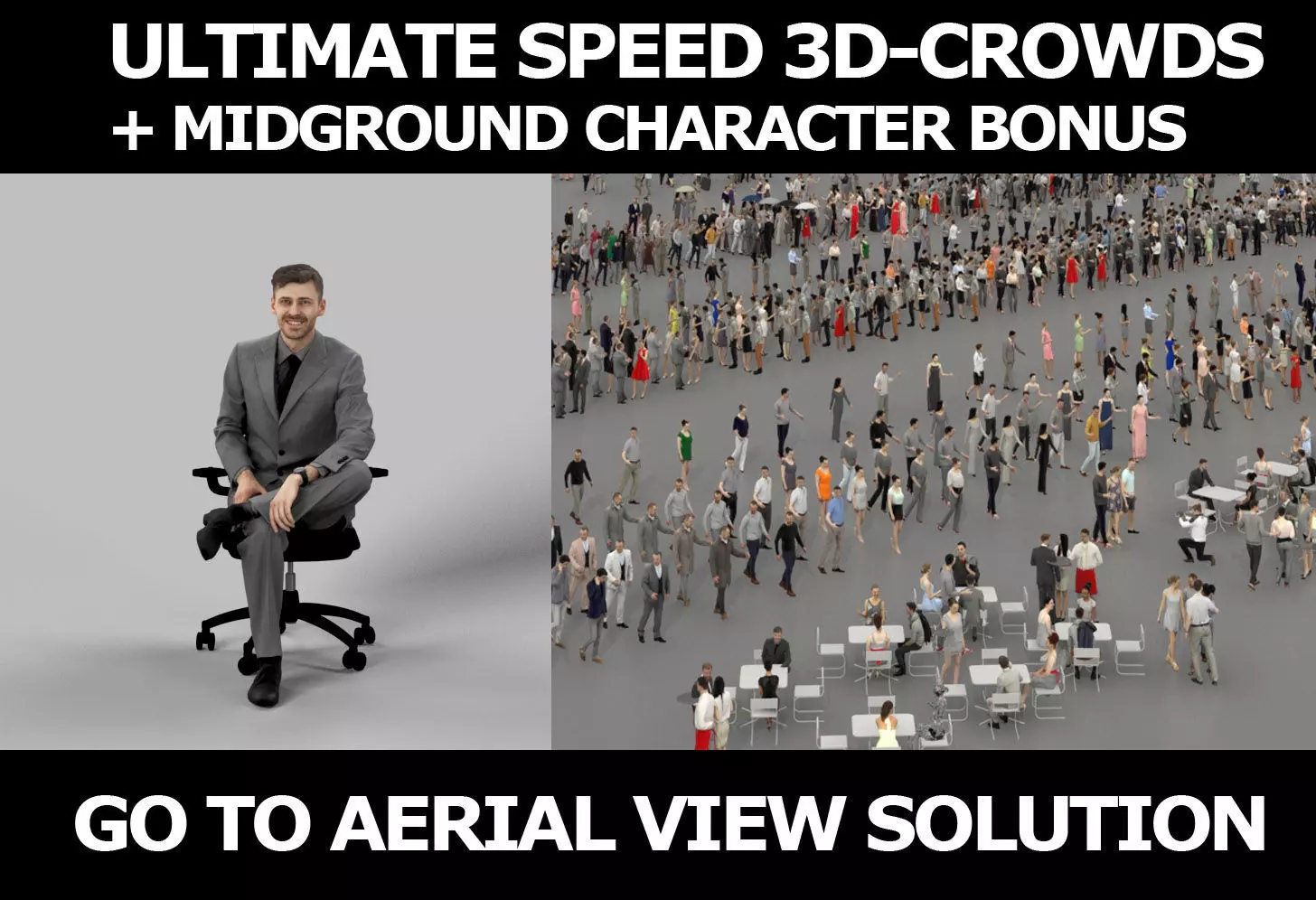 3d crowds and Posture A midground Business Man Sitting office 3D Model Collection_0