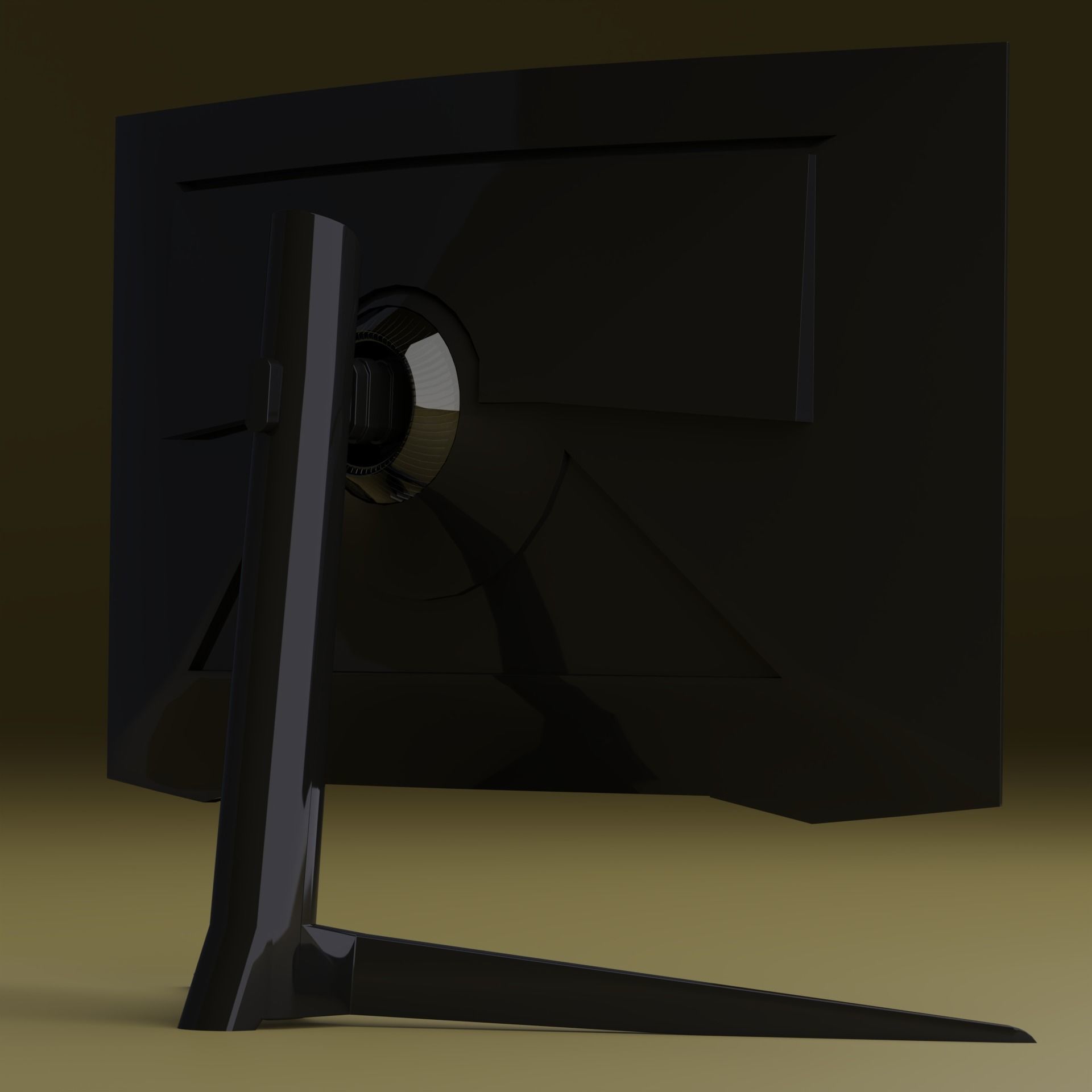 Curved monitor Low-poly 3D model_7