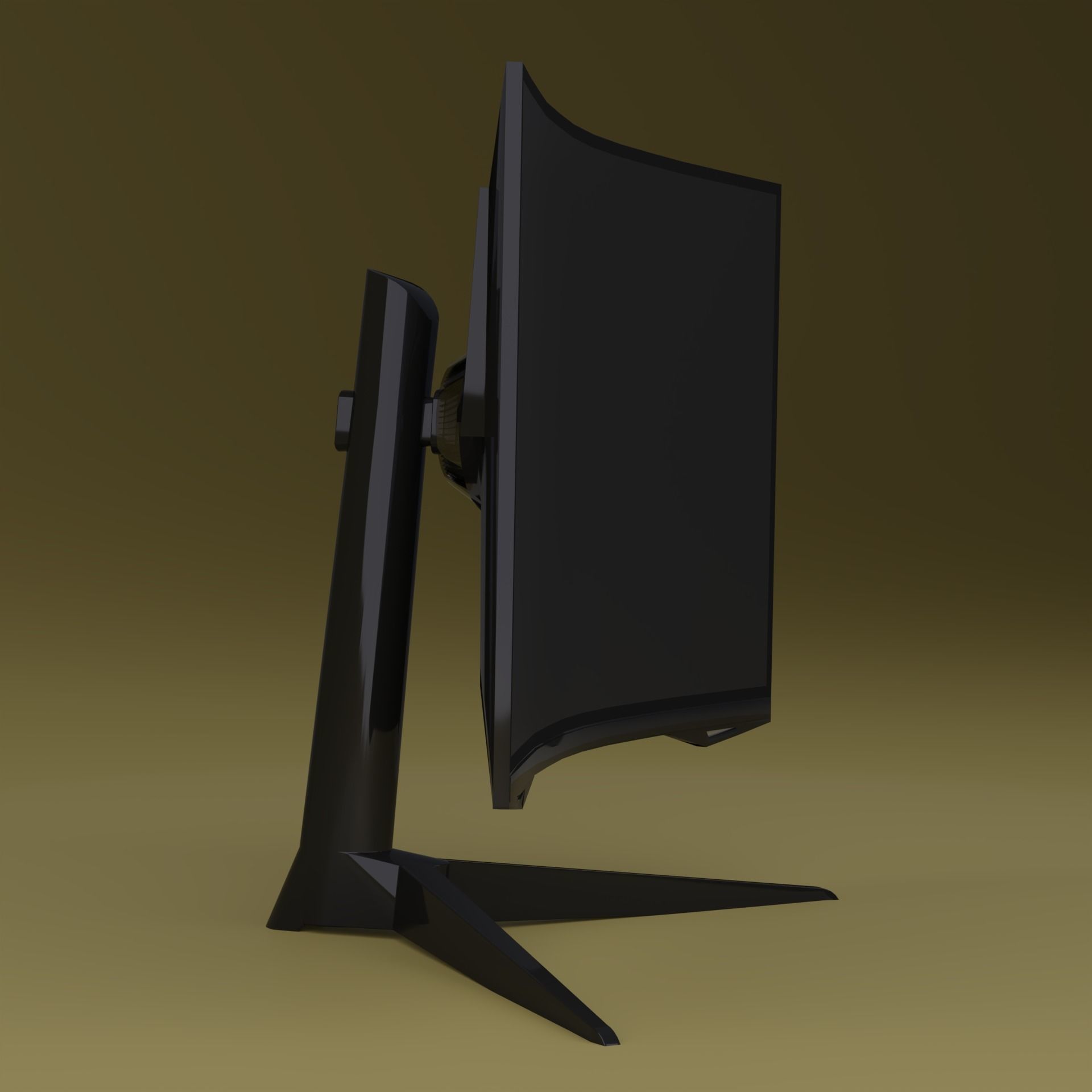 Curved monitor Low-poly 3D model_9