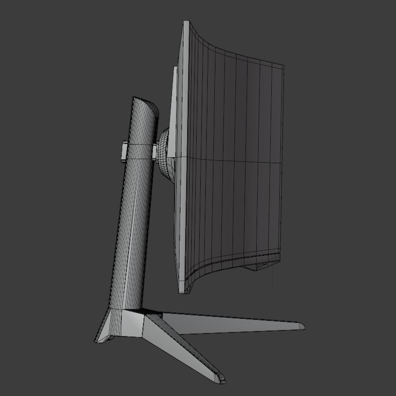 Curved monitor Low-poly 3D model_19