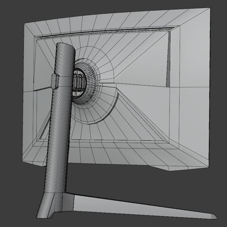 Curved monitor Low-poly 3D model_17