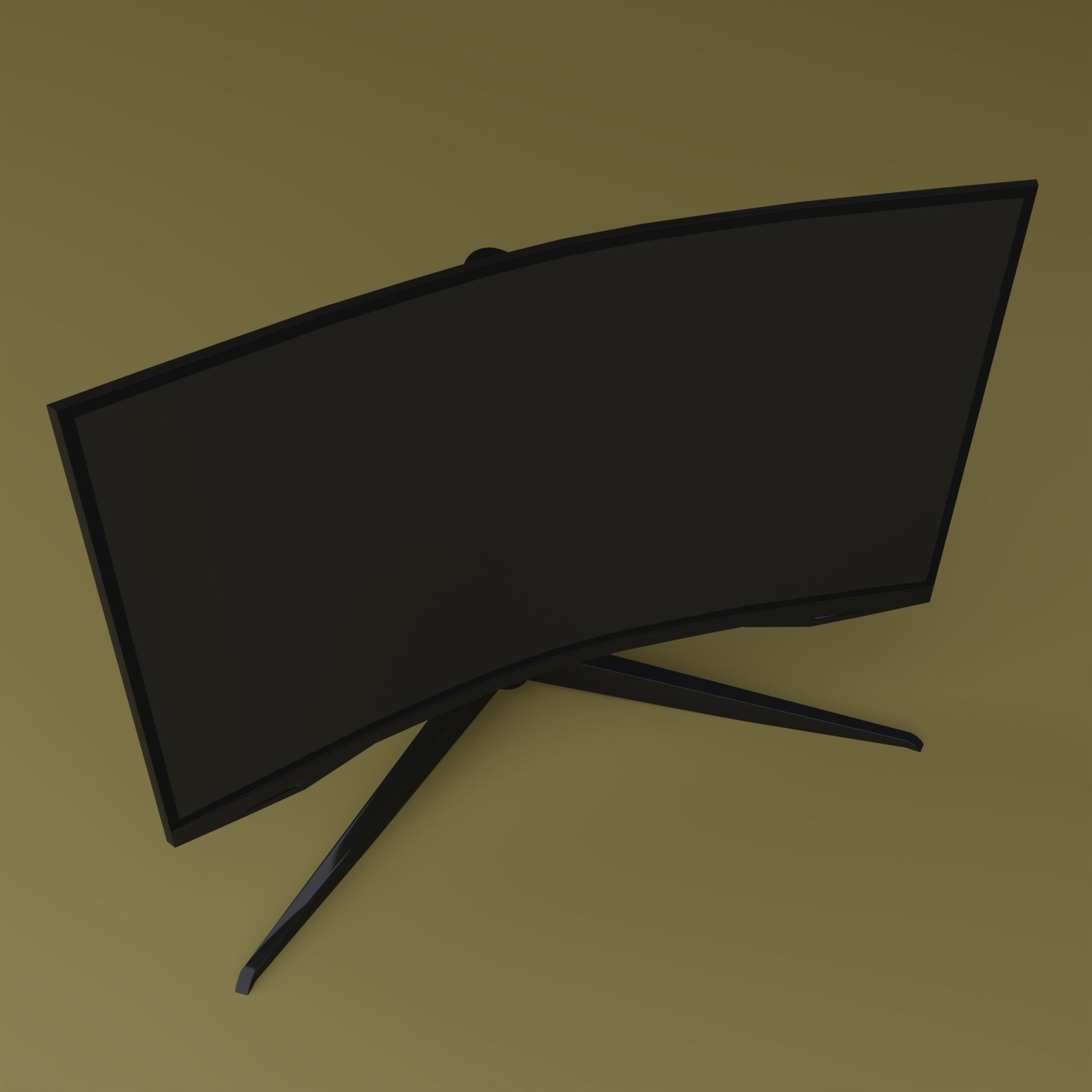 Curved monitor Low-poly 3D model_2