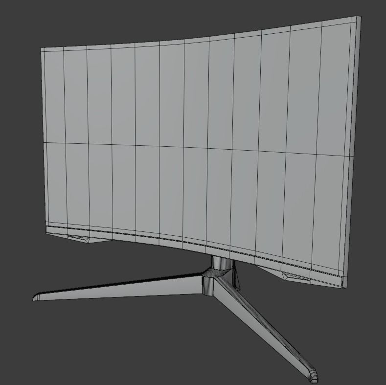 Curved monitor Low-poly 3D model_15
