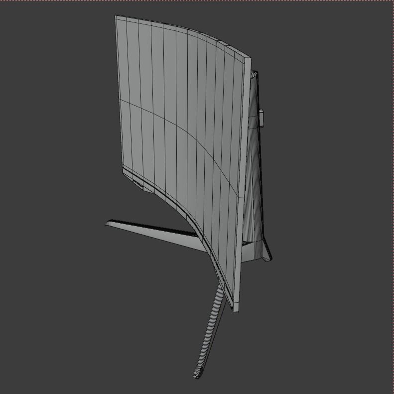 Curved monitor Low-poly 3D model_16