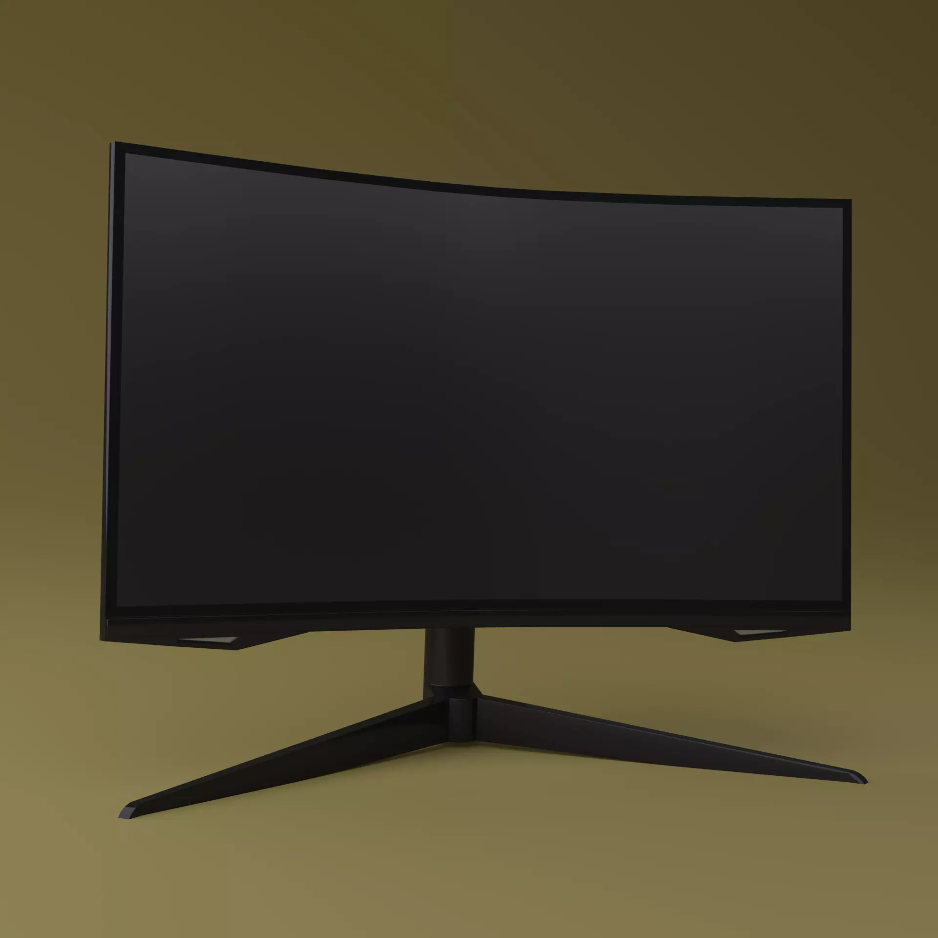 Curved monitor Low-poly 3D model_0